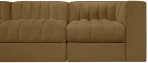 Meridian Furniture Rummi Five Piece Modular Sofa Channel Tufted Saddle Velvet for Open Living Rooms 660Saddle-S155