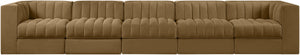 Meridian Furniture Rummi Five Piece Modular Sofa Channel Tufted Saddle Velvet for Open Living Rooms 660Saddle-S155