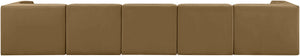 Meridian Furniture Rummi Five Piece Modular Sofa Channel Tufted Saddle Velvet for Open Living Rooms 660Saddle-S155