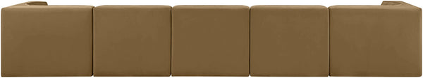 Meridian Furniture Rummi Five Piece Modular Sofa Channel Tufted Saddle Velvet for Open Living Rooms 660Saddle-S155