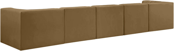 Meridian Furniture Rummi Five Piece Modular Sofa Channel Tufted Saddle Velvet for Open Living Rooms 660Saddle-S155