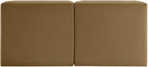 Meridian Furniture Rummi Channel Tufted Modular Loveseat in Stain Resistant Performance Velvet for Modern Living Saddle 58 inches 660Saddle-S58