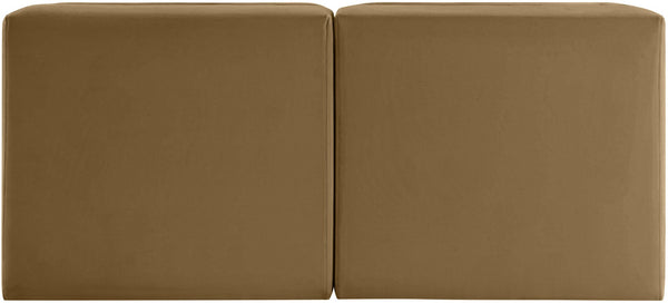 Meridian Furniture Rummi Channel Tufted Modular Loveseat in Stain Resistant Performance Velvet for Modern Living Saddle 58 inches 660Saddle-S58