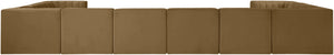 Meridian Furniture Rummi 10 Piece Modular Sectional Velvet Performance Fabric Channel Tufted Sofa 660Saddle-Sec10A