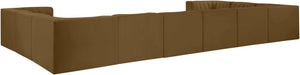 Meridian Furniture Rummi 10 Piece Modular Sectional Velvet Performance Fabric Channel Tufted Sofa 660Saddle-Sec10A