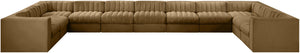 Meridian Furniture Rummi Channel Tufted Velvet Modular Sectional Eleven Piece Low Profile Living Room Sofa 660Saddle-Sec11A