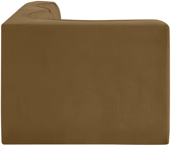 Meridian Furniture Rummi Channel Tufted Velvet Modular Sectional Sofa with Solid Wood Frame for Modern Living Saddle 660Saddle-Sec3A