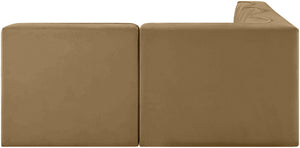 Meridian Furniture Rummi Channel Tufted Velvet Modular Sectional Sofa for Open Concept Living Rooms 660Saddle-Sec4A