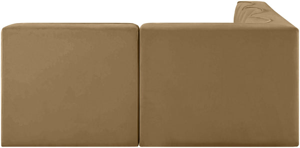 Meridian Furniture Rummi Channel Tufted Velvet Modular Sectional Sofa for Open Concept Living Rooms 660Saddle-Sec4A