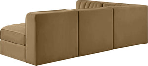 Meridian Furniture Rummi Channel Tufted Velvet Modular Sectional Sofa for Open Concept Living Rooms 660Saddle-Sec4A
