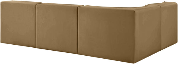 Meridian Furniture Rummi Channel Tufted Velvet Modular Sectional Sofa for Open Concept Living Rooms 660Saddle-Sec4A