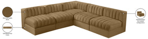 Meridian Furniture Rummi Five Piece Modular Sectional Channel Tufted Saddle Velvet Contemporary Living 660Saddle-Sec5A