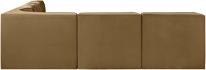 Meridian Furniture Rummi Five Piece Modular Sectional Channel Tufted Saddle Velvet Contemporary Living 660Saddle-Sec5A