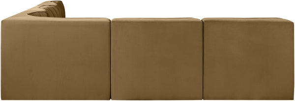 Meridian Furniture Rummi Five Piece Modular Sectional Channel Tufted Saddle Velvet Contemporary Living 660Saddle-Sec5A