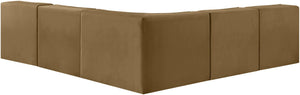 Meridian Furniture Rummi Five Piece Modular Sectional Channel Tufted Saddle Velvet Contemporary Living 660Saddle-Sec5A