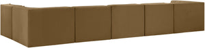 Meridian Furniture Rummi Six Piece Modular Sectional Saddle Velvet Channel Tufted Stain Resistant Sofa 660Saddle-Sec6E