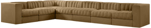 Meridian Furniture Rummi Seven Piece Modular Sectional with Channel Tufted Saddle Velvet Performance Fabric 660Saddle-Sec7C
