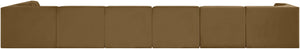 Meridian Furniture Rummi Seven Piece Modular Sectional Channel Tufted Velvet Performance Fabric Sofa 660Saddle-Sec7D