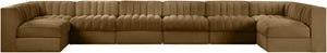 Meridian Furniture Rummi Eight Piece Channel Tufted Velvet Modular Sectional for Open Living Spaces 660Saddle-Sec8A