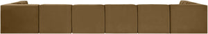 Meridian Furniture Rummi Eight Piece Channel Tufted Velvet Modular Sectional for Open Living Spaces 660Saddle-Sec8A