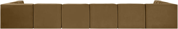 Meridian Furniture Rummi Eight Piece Channel Tufted Velvet Modular Sectional for Open Living Spaces 660Saddle-Sec8A