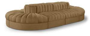 Meridian Furniture Rummi Eight Piece Modular Sectional with Channel Tufted Saddle Velvet Upholstery 660Saddle-Sec8B