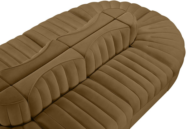 Meridian Furniture Rummi Eight Piece Modular Sectional with Channel Tufted Saddle Velvet Upholstery 660Saddle-Sec8B