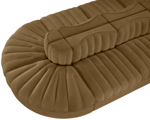 Meridian Furniture Rummi Eight Piece Modular Sectional with Channel Tufted Saddle Velvet Upholstery 660Saddle-Sec8B