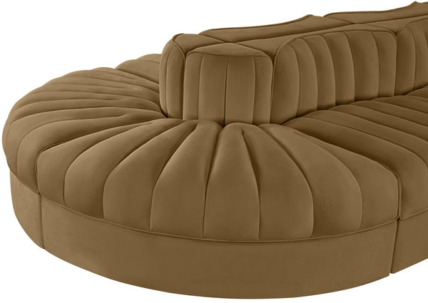 Meridian Furniture Rummi Eight Piece Modular Sectional with Channel Tufted Saddle Velvet Upholstery 660Saddle-Sec8B
