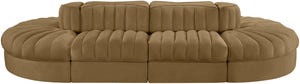 Meridian Furniture Rummi Eight Piece Modular Sectional with Channel Tufted Saddle Velvet Upholstery 660Saddle-Sec8B