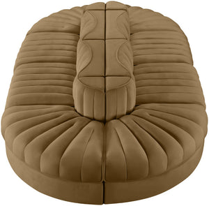 Meridian Furniture Rummi Eight Piece Modular Sectional with Channel Tufted Saddle Velvet Upholstery 660Saddle-Sec8B