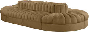 Meridian Furniture Rummi Eight Piece Modular Sectional with Channel Tufted Saddle Velvet Upholstery 660Saddle-Sec8B