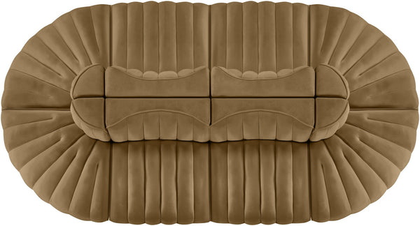 Meridian Furniture Rummi Eight Piece Modular Sectional with Channel Tufted Saddle Velvet Upholstery 660Saddle-Sec8B
