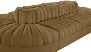 Meridian Furniture Rummi Eight Piece Modular Sectional with Channel Tufted Saddle Velvet Upholstery 660Saddle-Sec8B
