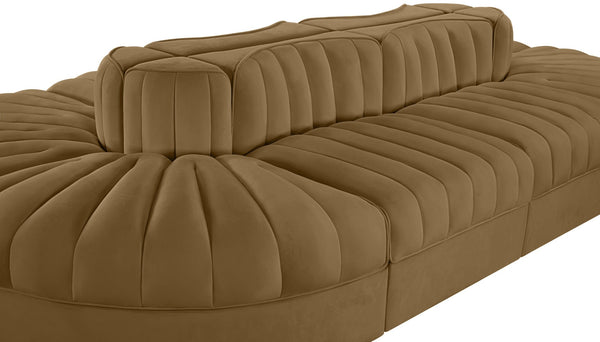 Meridian Furniture Rummi Eight Piece Modular Sectional with Channel Tufted Saddle Velvet Upholstery 660Saddle-Sec8B