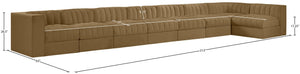 Meridian Furniture Rummi Eight Piece Modular Sectional Saddle Velvet Channel Tufted Living Room Sofa 660Saddle-Sec8D