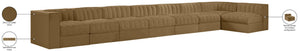 Meridian Furniture Rummi Eight Piece Modular Sectional Saddle Velvet Channel Tufted Living Room Sofa 660Saddle-Sec8D