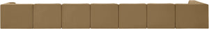Meridian Furniture Rummi Eight Piece Modular Sectional Saddle Velvet Channel Tufted Living Room Sofa 660Saddle-Sec8D