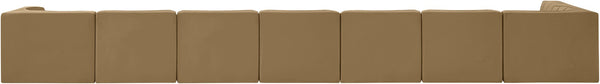 Meridian Furniture Rummi Eight Piece Modular Sectional Saddle Velvet Channel Tufted Living Room Sofa 660Saddle-Sec8D
