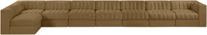 Meridian Furniture Rummi Eight Piece Modular Sectional Saddle Velvet Channel Tufted Living Room Sofa 660Saddle-Sec8D