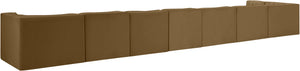 Meridian Furniture Rummi Eight Piece Modular Sectional Saddle Velvet Channel Tufted Living Room Sofa 660Saddle-Sec8D