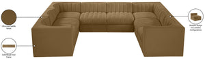 Meridian Furniture Rummi Channel Tufted Velvet Modular Sectional Stain Resistant Lounge Sofa 660Saddle-Sec8E