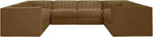 Meridian Furniture Rummi Channel Tufted Velvet Modular Sectional Stain Resistant Lounge Sofa 660Saddle-Sec8E