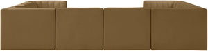 Meridian Furniture Rummi Channel Tufted Velvet Modular Sectional Stain Resistant Lounge Sofa 660Saddle-Sec8E