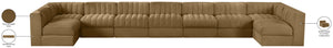 Meridian Furniture Rummi Nine Piece Modular Sectional Velvet Channel Tufted Low Profile Living Room Sofa 660Saddle-Sec9A