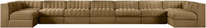 Meridian Furniture Rummi Nine Piece Modular Sectional Velvet Channel Tufted Low Profile Living Room Sofa 660Saddle-Sec9A