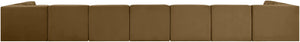 Meridian Furniture Rummi Nine Piece Modular Sectional Velvet Channel Tufted Low Profile Living Room Sofa 660Saddle-Sec9A