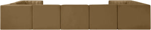 Meridian Furniture Rummi Nine Piece Modular Sectional Velvet Performance Fabric Channel Tufted Sofa 660Saddle-Sec9B