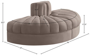 Meridian Furniture Rummi Channel Tufted Velvet Modular Sofa with Stain Resistant Performance Fabric 660Taupe-2RC