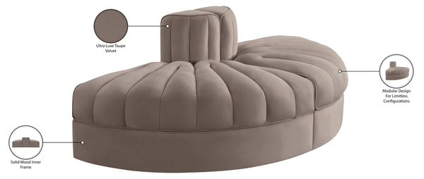 Meridian Furniture Rummi Channel Tufted Velvet Modular Sofa with Stain Resistant Performance Fabric 660Taupe-2RC